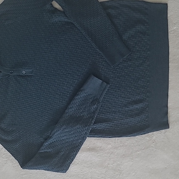 APT 9 Men's Textured Knit Sweater Polo Large Teal Blue Wool Blend Retro Everyday - Picture 3 of 15